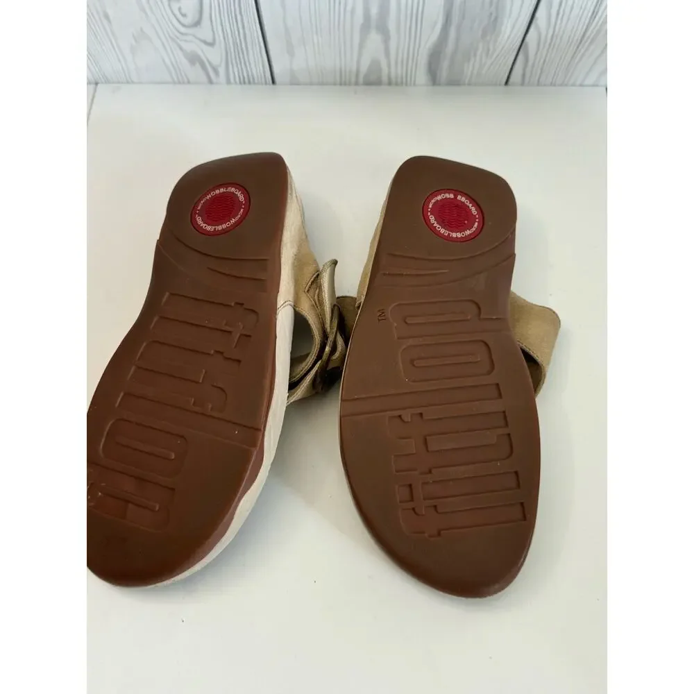Fitflop Womens 9 Eu 41 The Skinny Thong Sandals Tan Platform Slip On (READ)